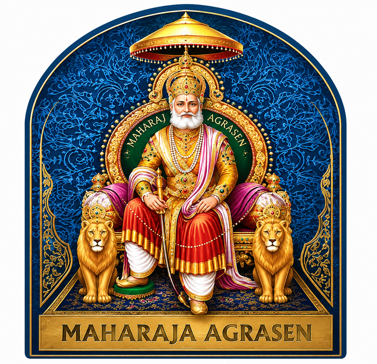 Maharaja Agrasen illustration on throne